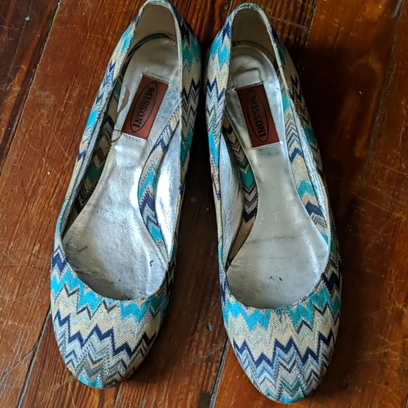 Missoni Shoes - Missoni Aqua and White Ballet Flats